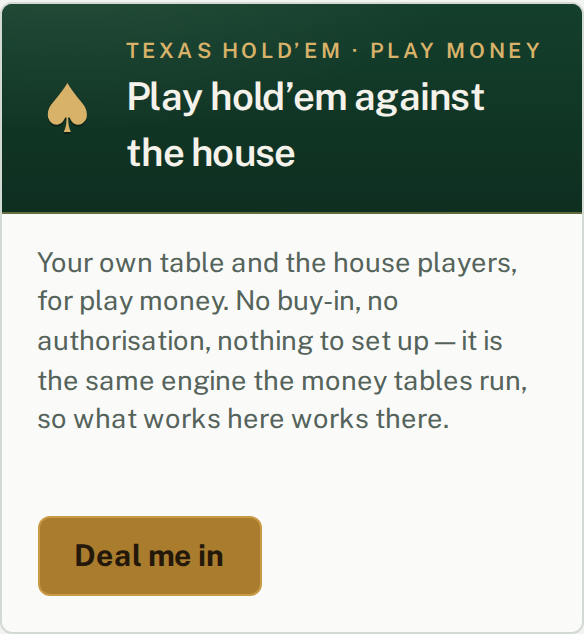 Deal me in — Texas hold’em